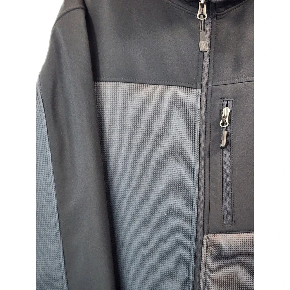 SwissTech‎ Men Jacket L Greystone Full Zip Fleece Knit Hybrid Outdoor Techwear